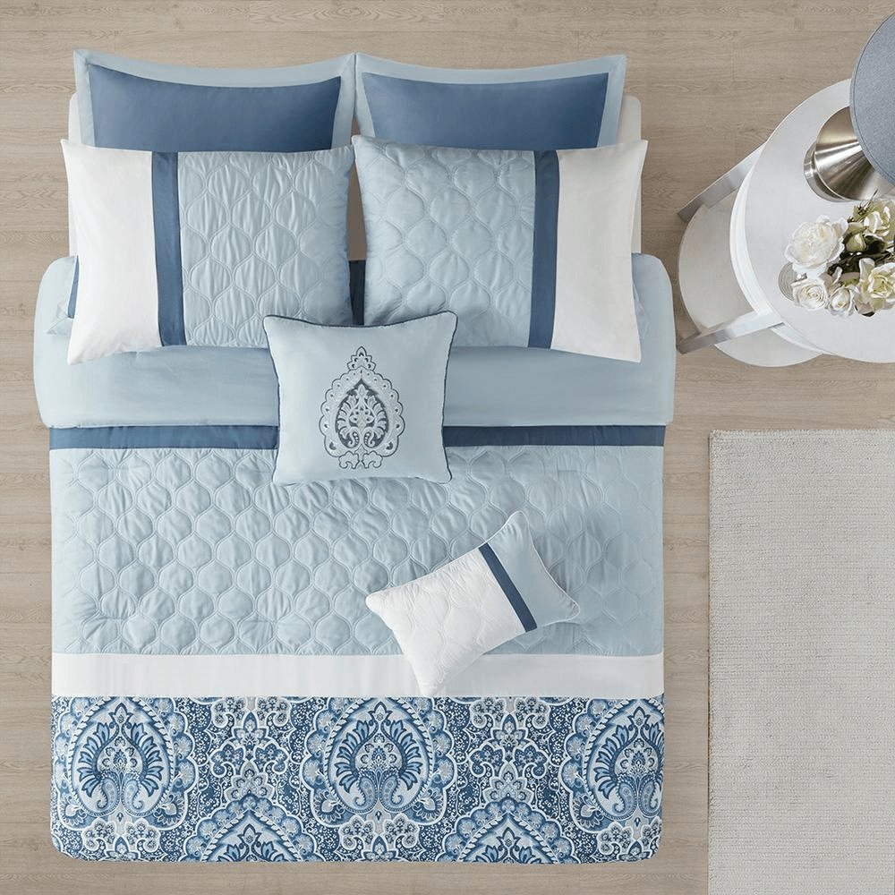 8 Piece Shawnee Comforter Set - Blue - Hearth Home & Living