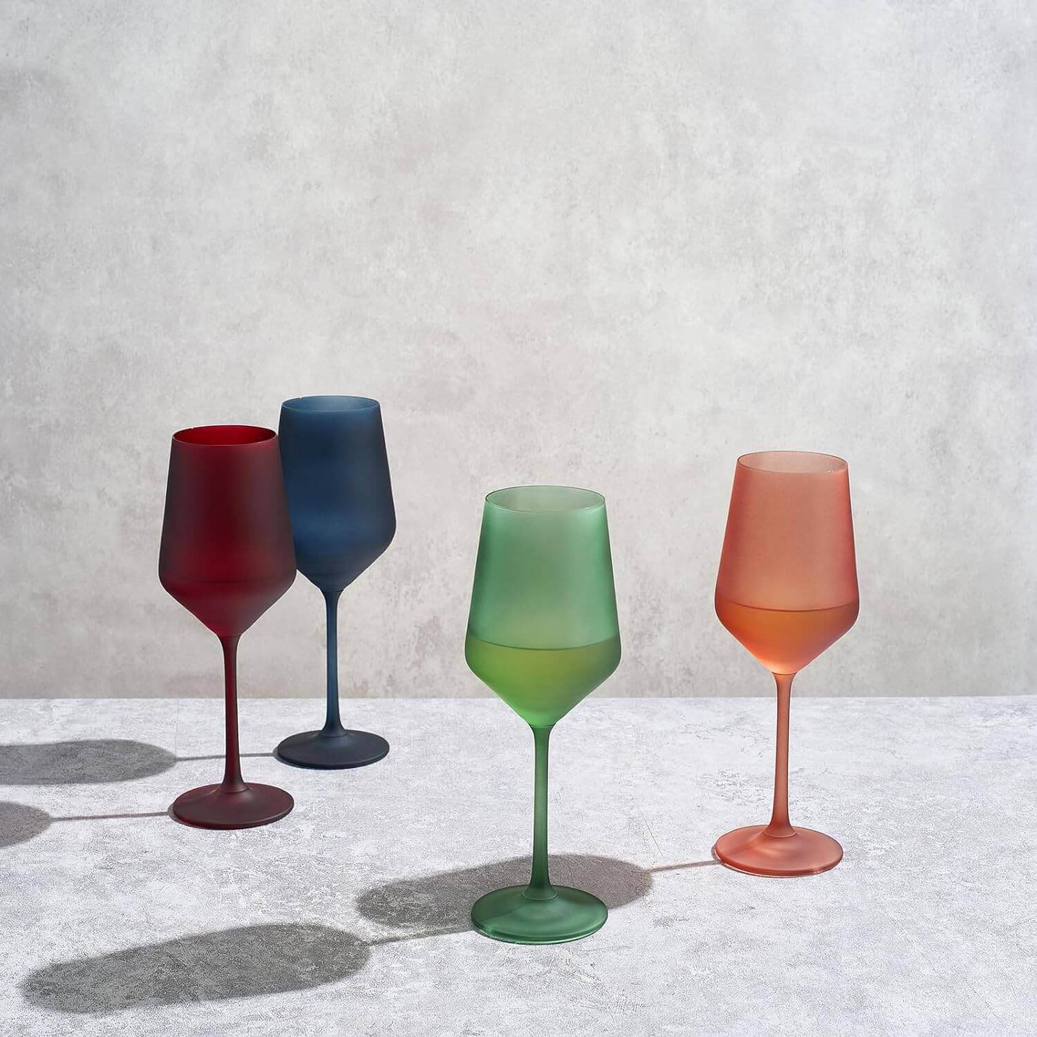 Frosted Colored Crystal Wine Glass | Set of 4 | Italian Style Tall Drinkware-1