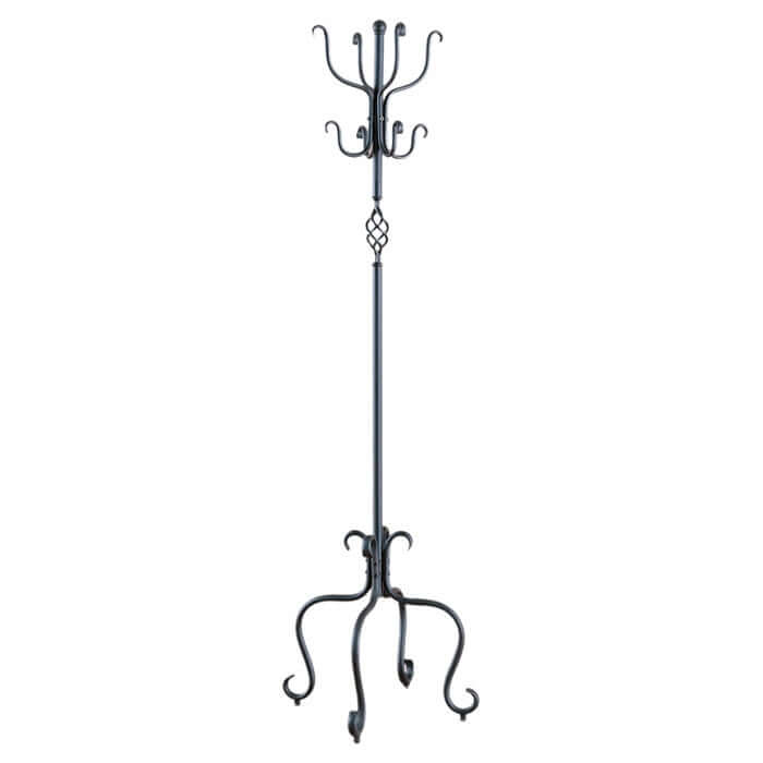 Decorative and Functional Black Metal Coat Rack Entryway Hall Tree-0