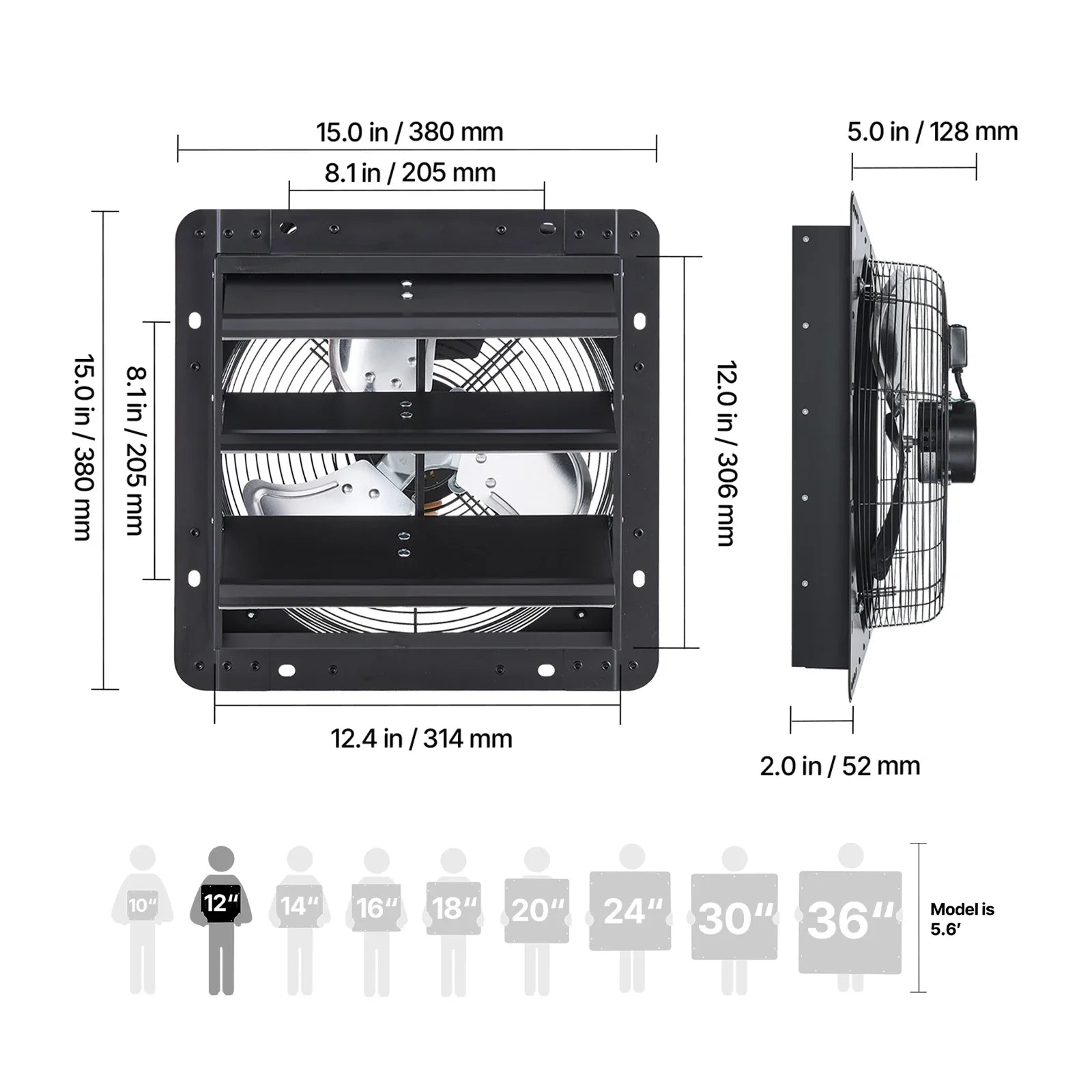 SucceBuy Wall Mounted Shutter Exhaust Fan With Variable Speed Controller