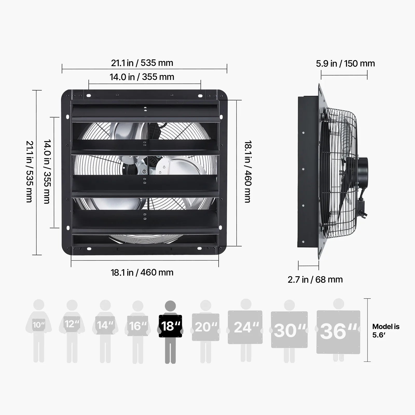 SucceBuy Wall Mounted Shutter Exhaust Fan With Variable Speed Controller