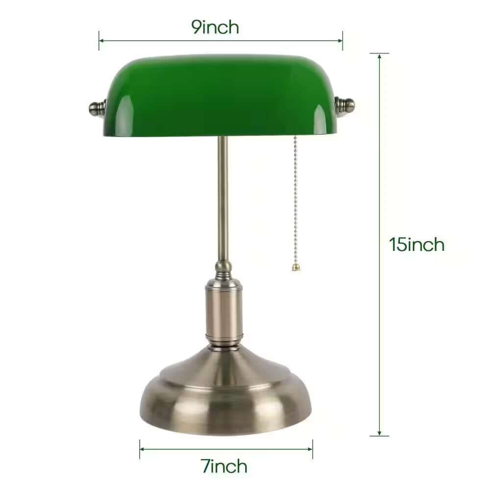 Antique Brass Bankers Lamp Desk Light Table Lamp with Green Glass Shade - Hearth Home & Living