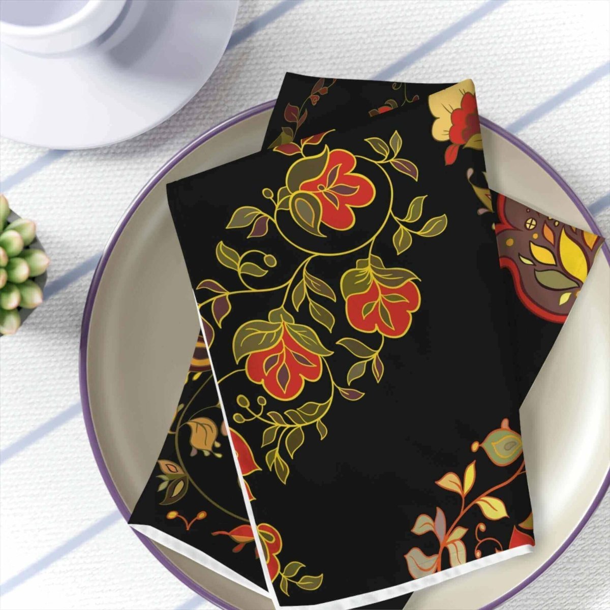 Black Floral Paisley Napkins 4 Pc. set - Hearth Home & Living