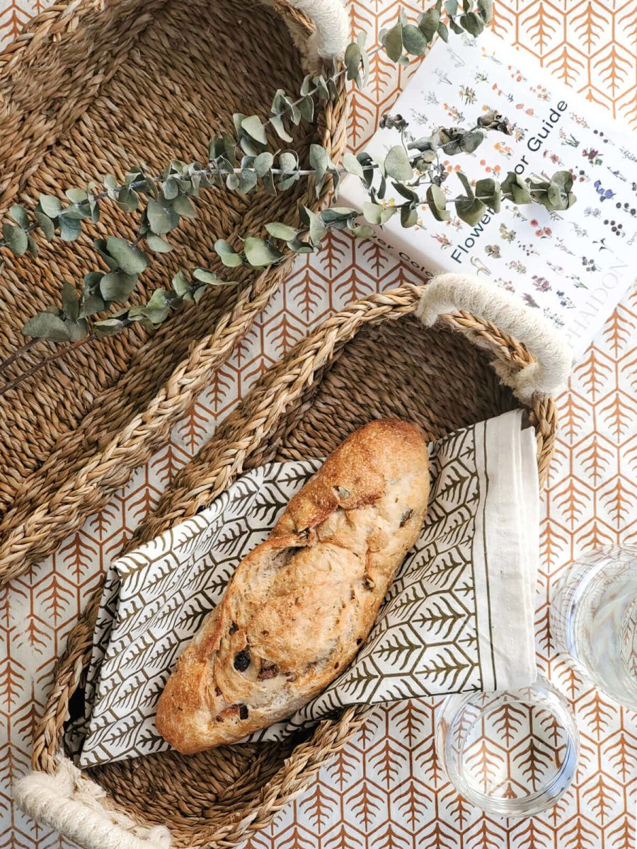 Bread Basket with White Handles - Hearth Home & Living