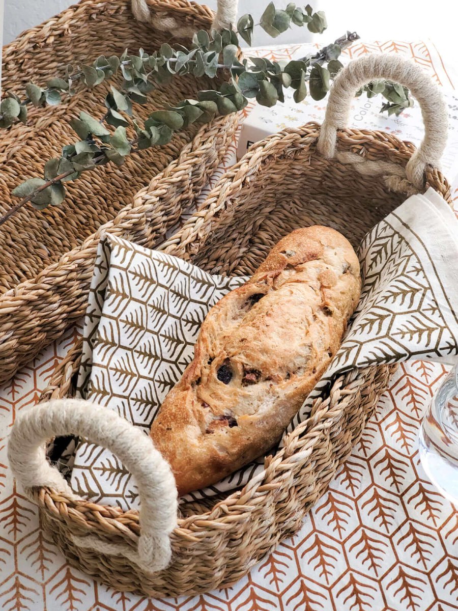 Bread Basket with White Handles - Hearth Home & Living