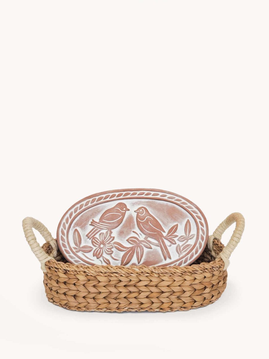 Bread Warmer & Basket - Lovebirds Oval - Hearth Home & Living