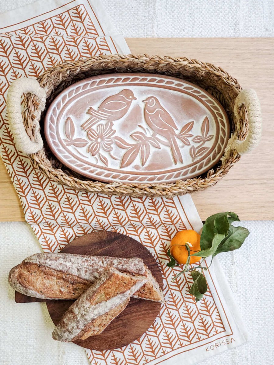 Bread Warmer & Basket - Lovebirds Oval - Hearth Home & Living