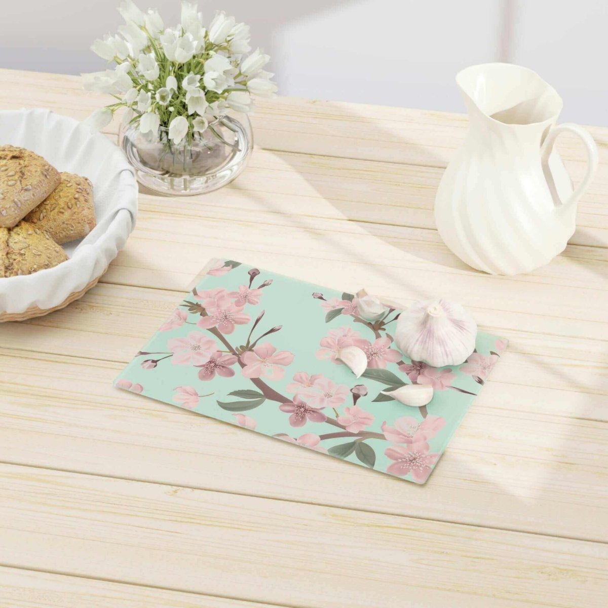 Cherry Blossoms Tempered Glass Cutting Board| Hearth Home & Living - Hearth Home & Living