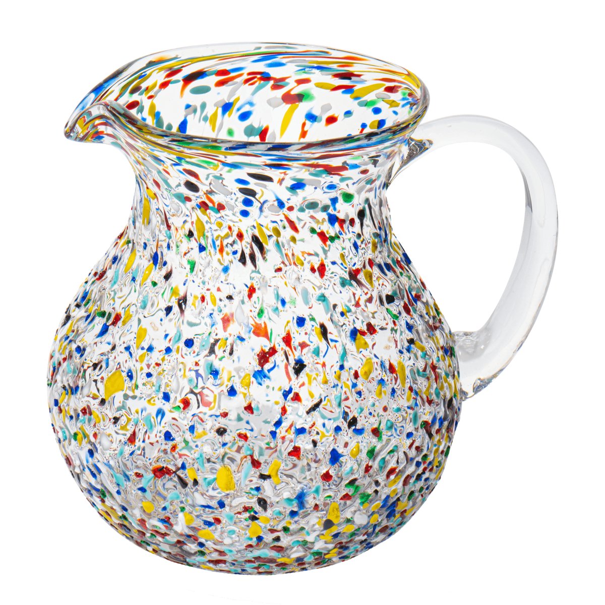 Colorful Hand Blown Glass Pitcher – Confetti Rock Design, 70 Ounces - Hearth Home & Living