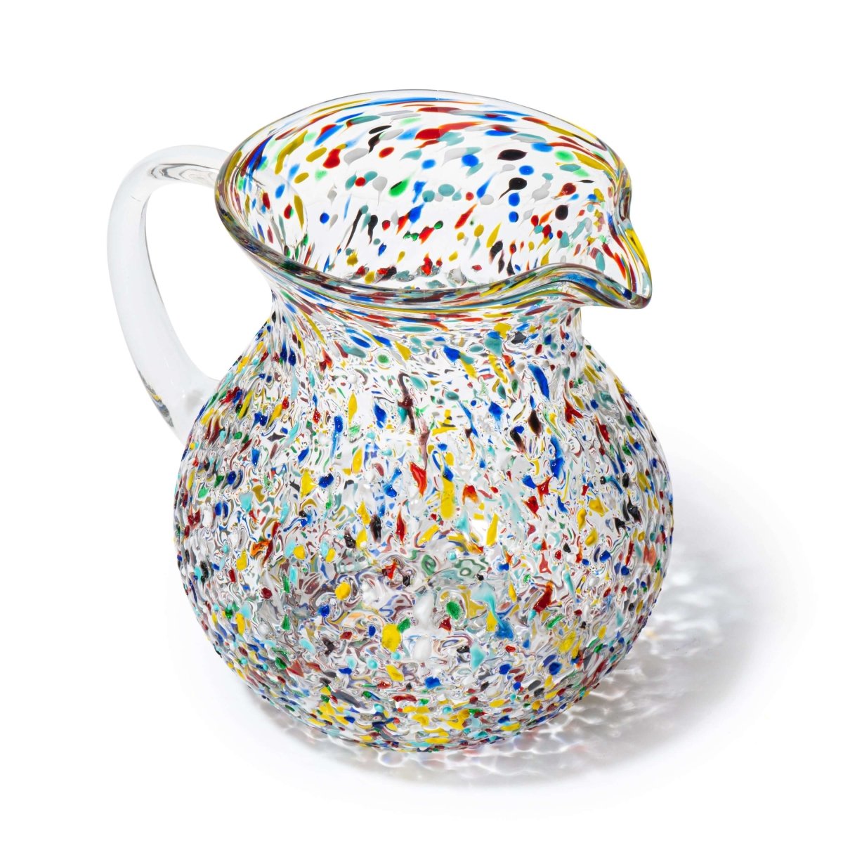 Colorful Hand Blown Glass Pitcher – Confetti Rock Design, 70 Ounces - Hearth Home & Living