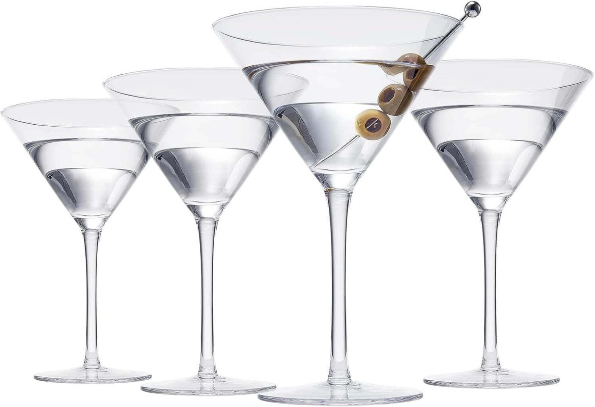 Crystal Martini Glass Set with Bar Spoon - Set of 4 - Hearth Home & Living