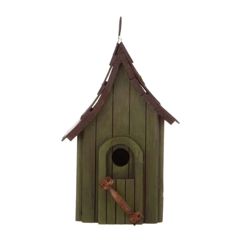 Dark Green Wood Hanging Bird House for Outdoor Garden Deck Patio Tree - Hearth Home & Living