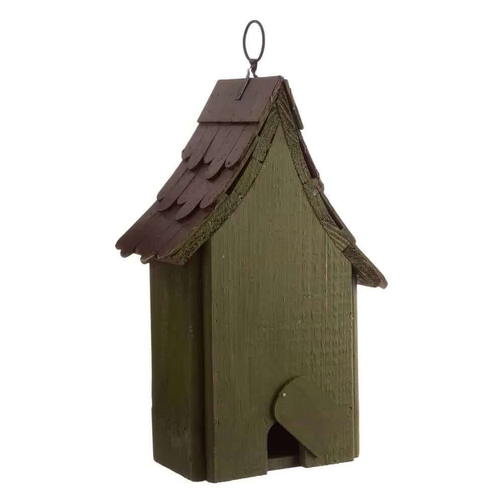 Dark Green Wood Hanging Bird House for Outdoor Garden Deck Patio Tree - Hearth Home & Living