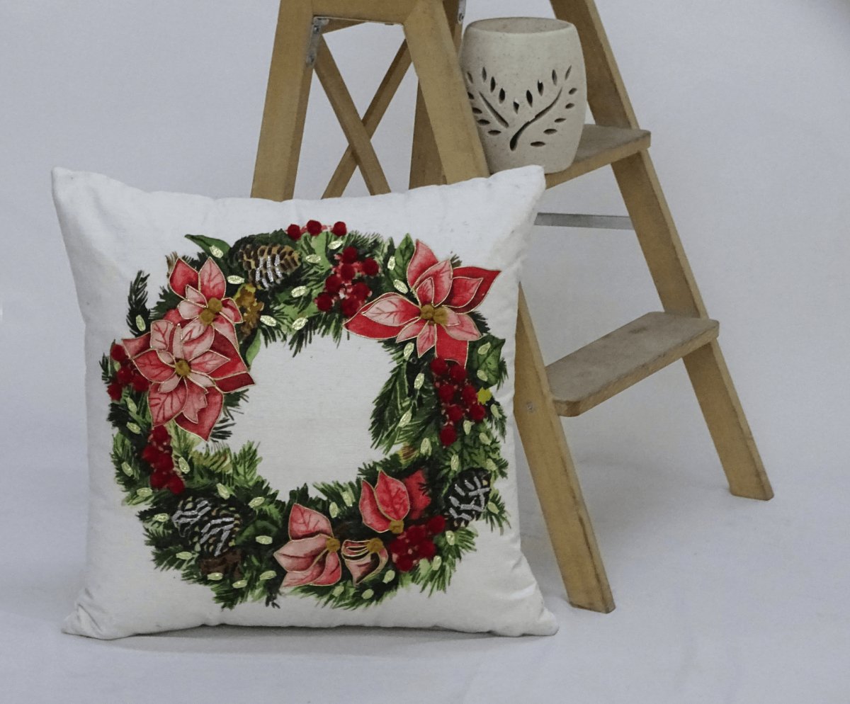 Decorative Holiday Wreath Throw Pillow | Hearth Home & Living - Hearth Home & Living