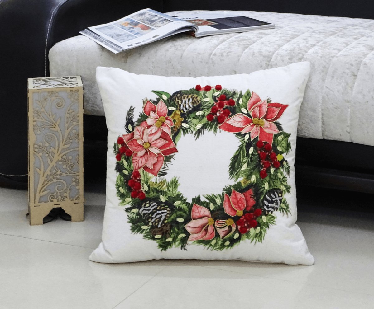 Decorative Holiday Wreath Throw Pillow | Hearth Home & Living - Hearth Home & Living