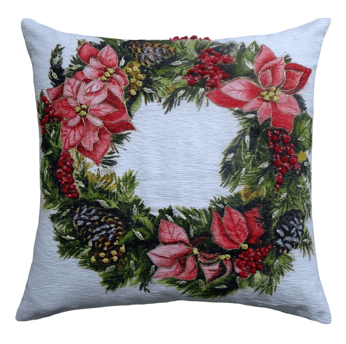 Decorative Holiday Wreath Throw Pillow | Hearth Home & Living - Hearth Home & Living