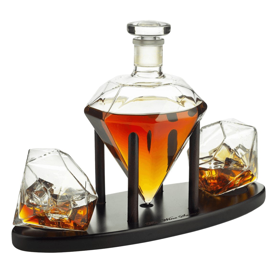 Diamond Whiskey Decanter with 2 Diamond Glasses - Hearth Home & Living