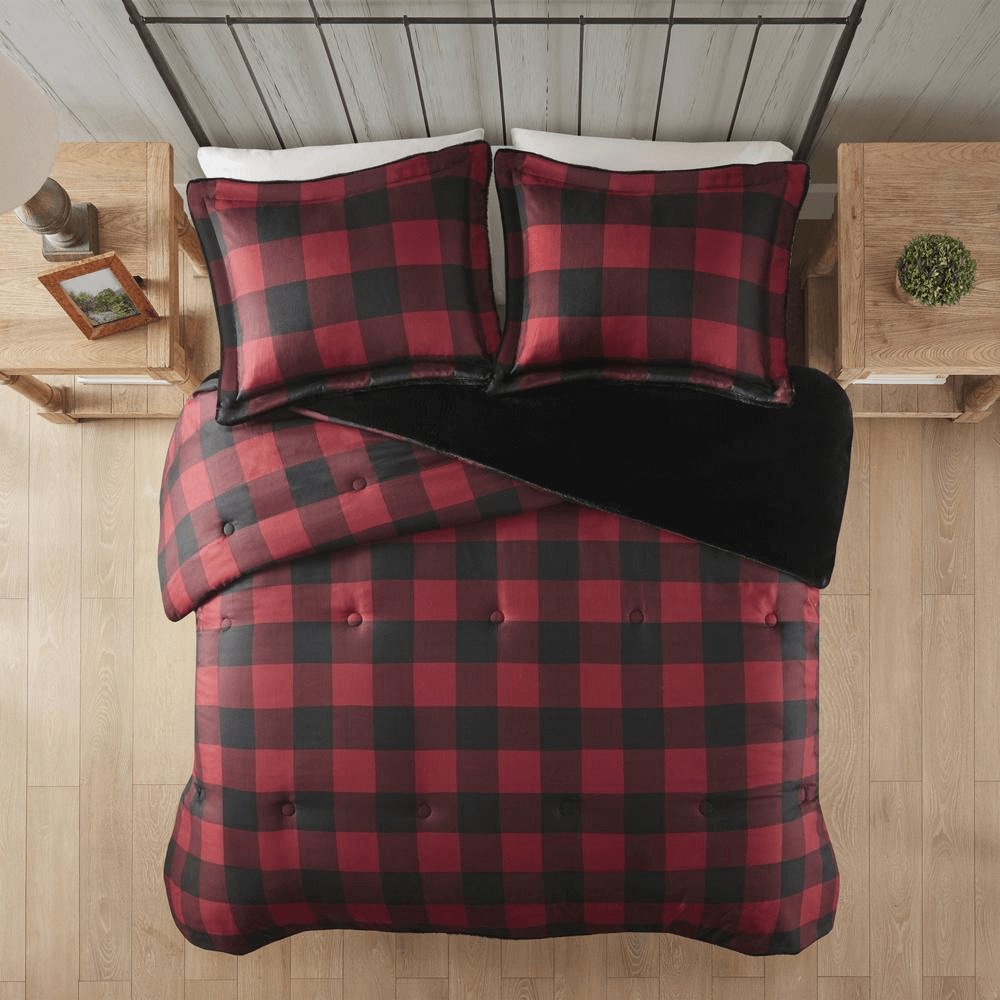 Full/Queen Down Comforter Set - Red Plaid - Hearth Home & Living