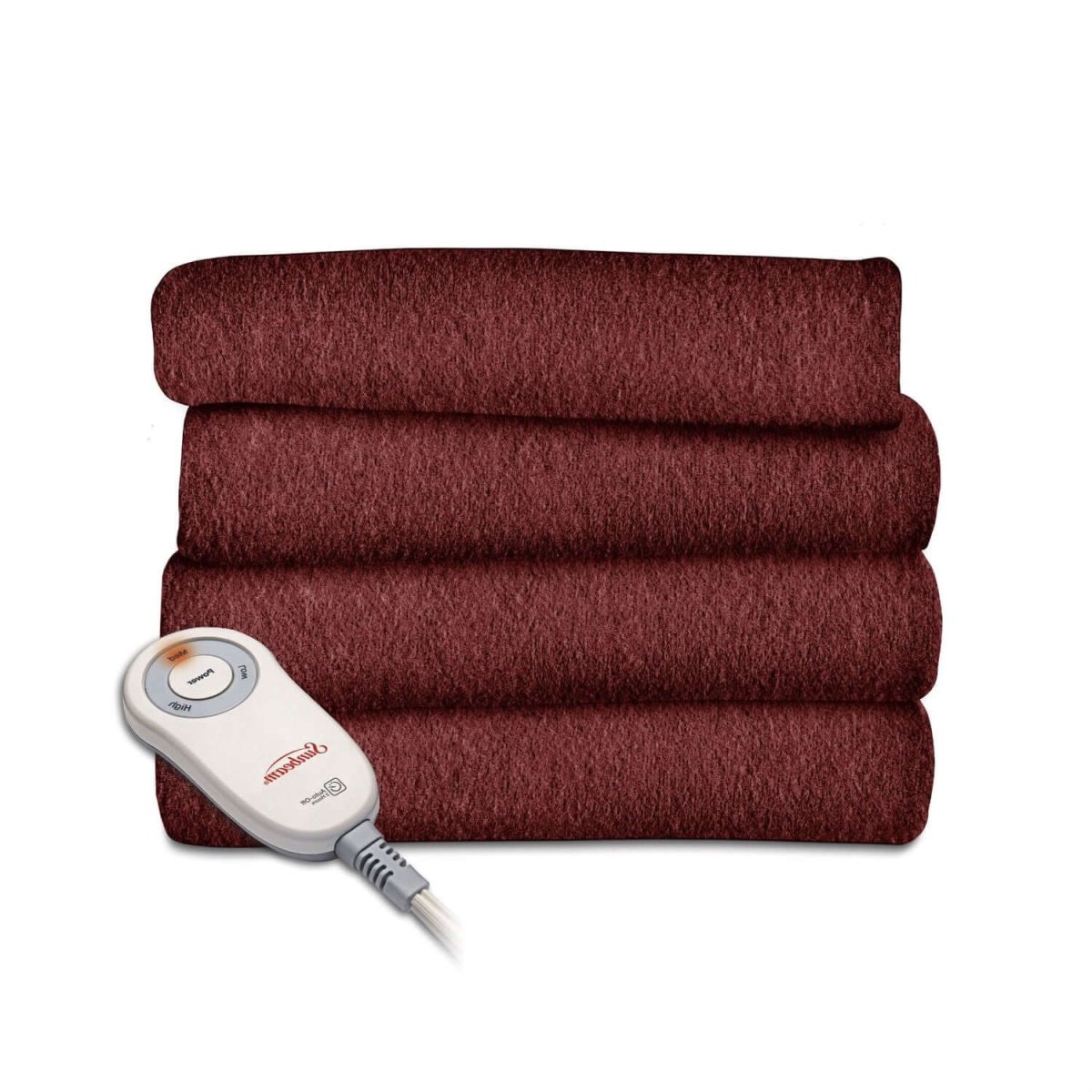 Garnet Red Soft Warm Fleece Electric Heated Throw Blanket - Hearth Home & Living