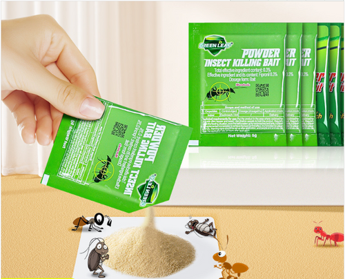 50 Sachets Ant & Roach Killer Powder – Green Leaf Killing Bait for Indoor Use