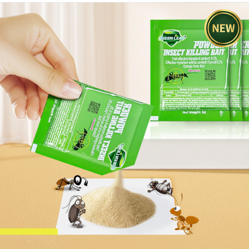 50 Sachets Ant & Roach Killer Powder – Green Leaf Killing Bait for Indoor Use
