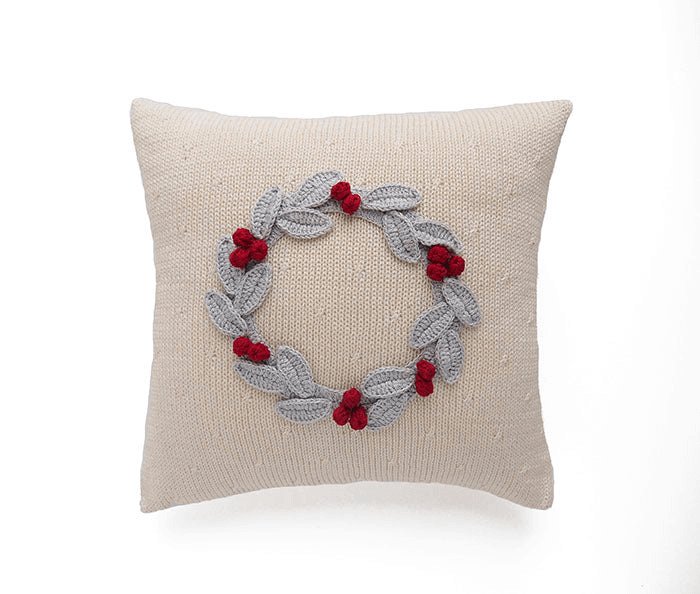 Grey Wreath with Berries 10" Handmade Pillow | Hearth Home & Living - Hearth Home & Living