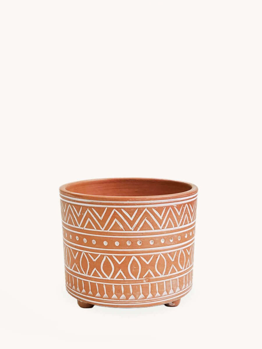 Hand Etched Terracotta Pot - Small - Hearth Home & Living