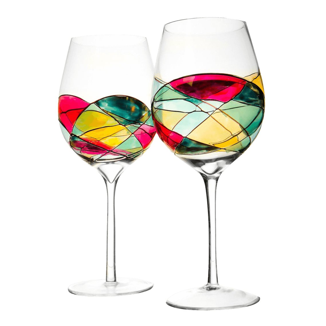 Hand Painted Wine Glasses, Set of 2 Extra Large Goblets - Hearth Home & Living