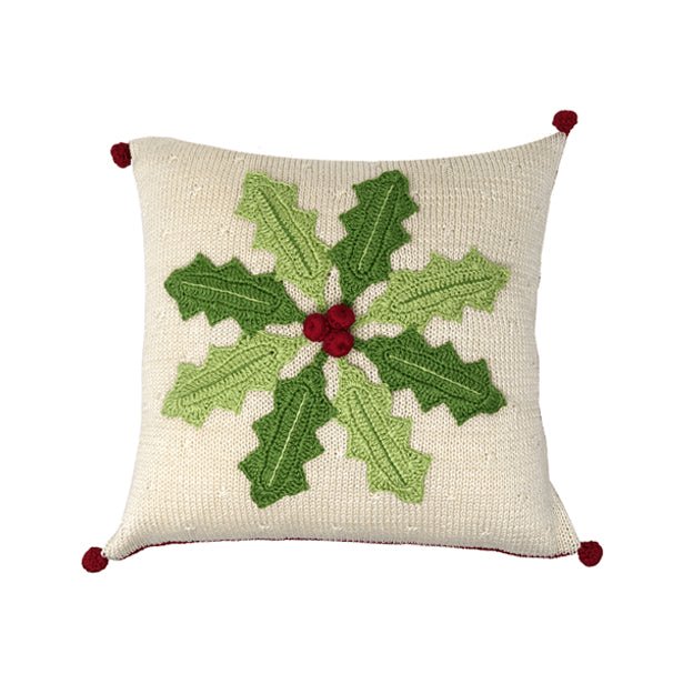 Handcrafted Artisan Christmas Holly Pinwheel 10" Pillow - Hearth Home & Living