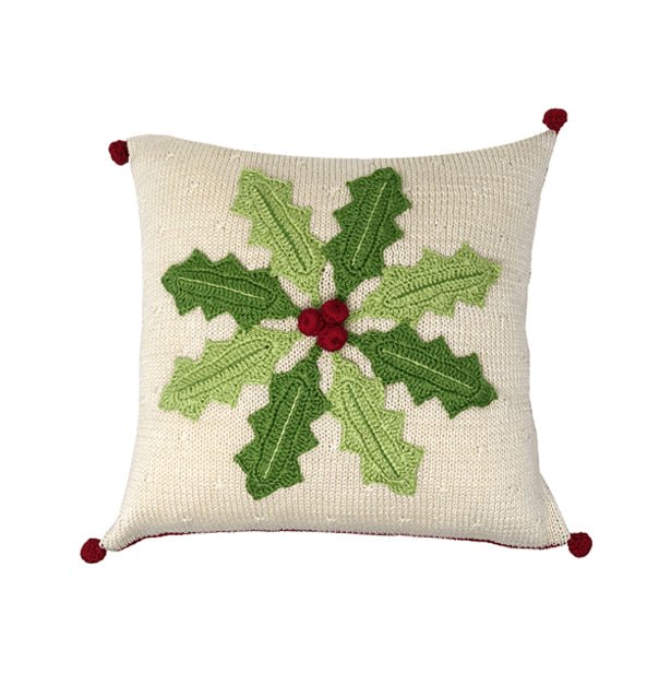 Handcrafted Artisan Christmas Holly Pinwheel 10" Pillow - Hearth Home & Living