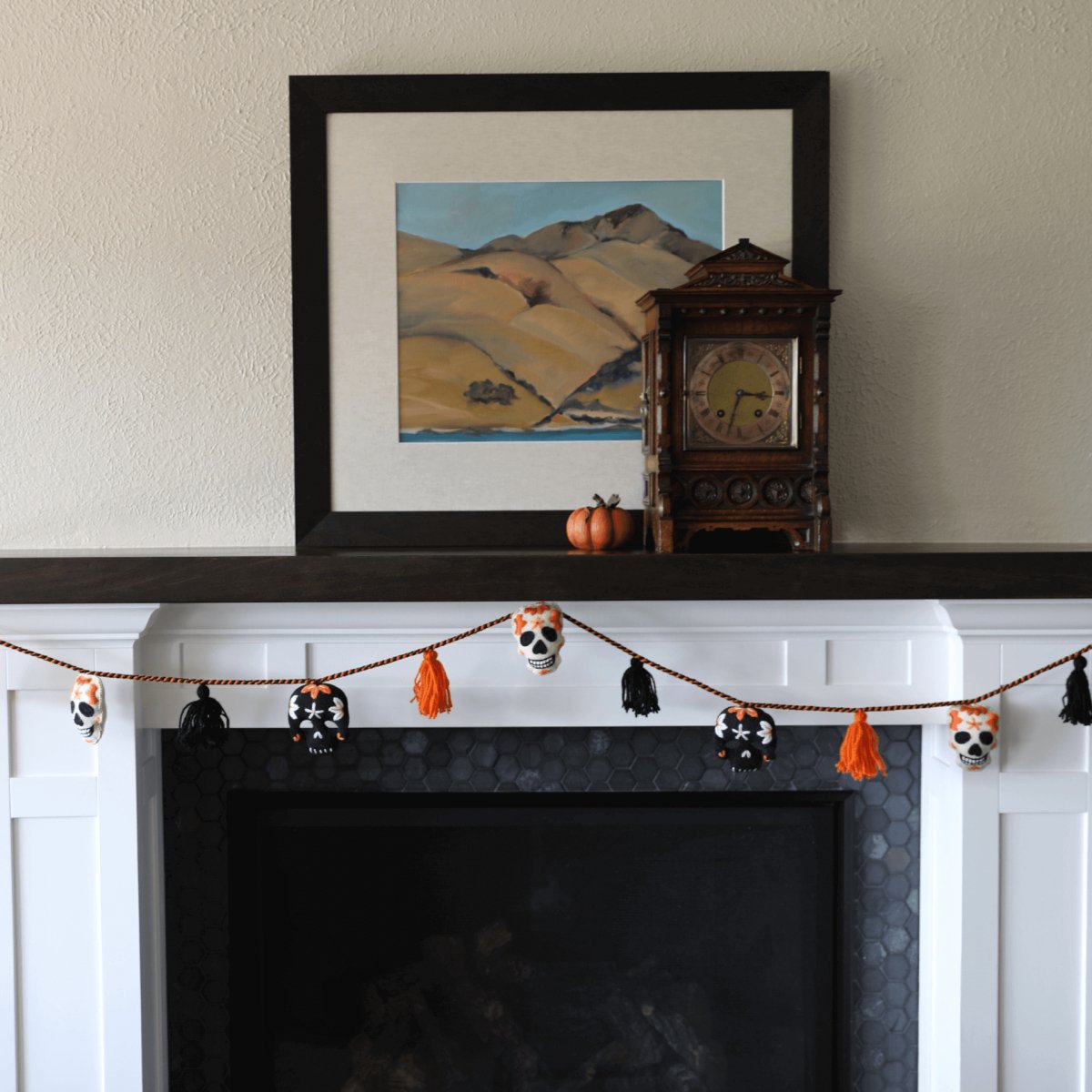 Handcrafted Artisan Skull Halloween Mantle Garland - Hearth Home & Living