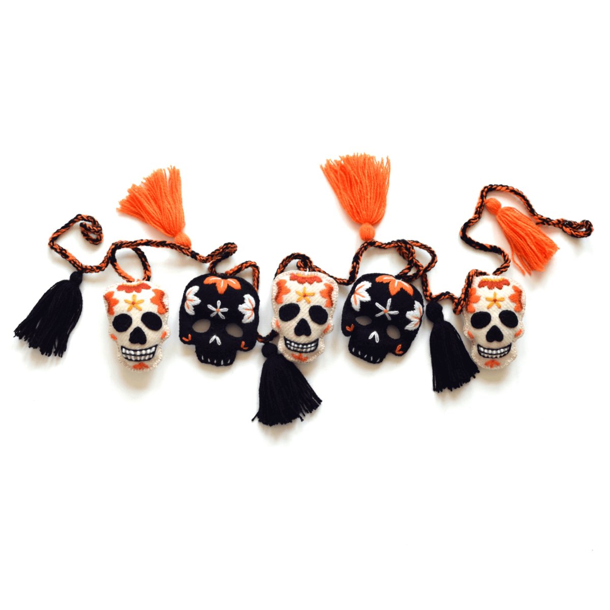 Handcrafted Artisan Skull Halloween Mantle Garland - Hearth Home & Living