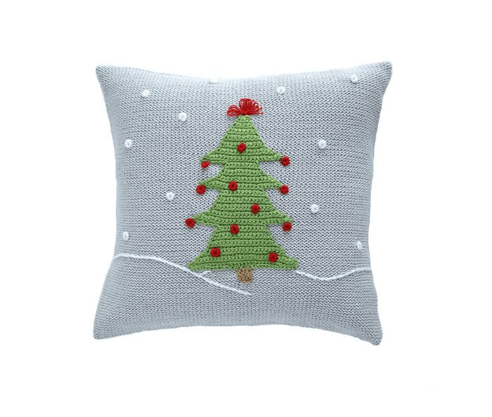 Handmade Artisan Holiday Snowy Christmas Tree 10" Pillow - Hearth Home & Living