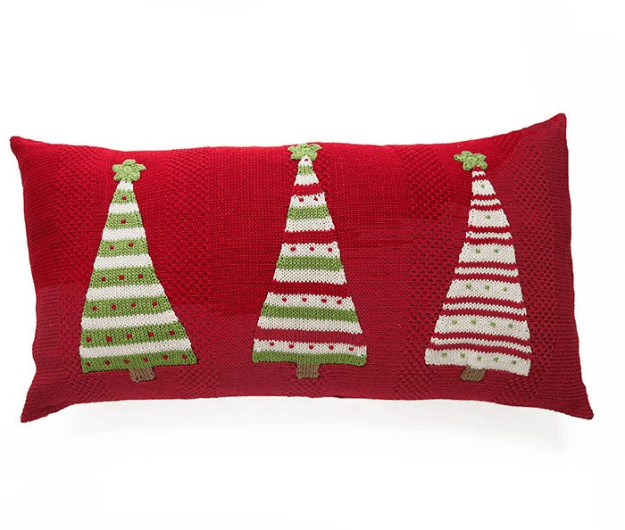 Handmade Artisan Three Striped Tree Christmas Lumbar Pillow - Hearth Home & Living