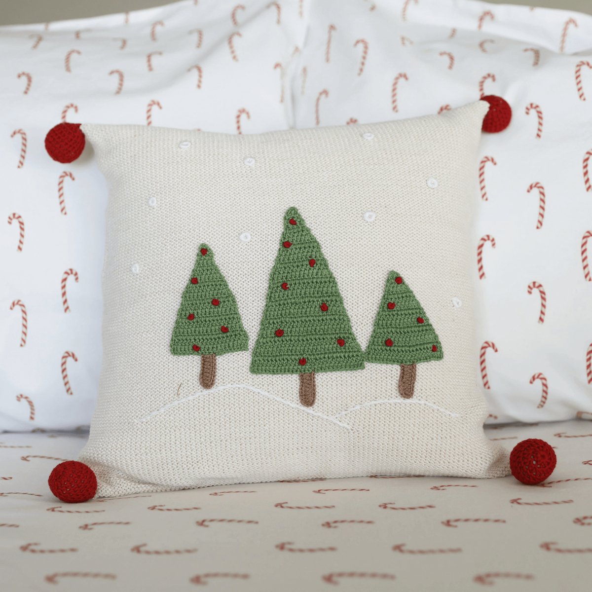 Handmade Artisan Three Tree 12" Pillow, Ecru | Hearth Home & Living - Hearth Home & Living