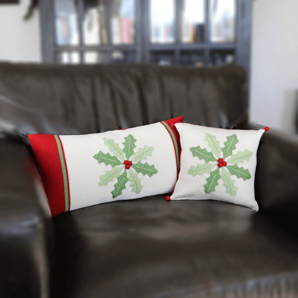 Handmade Artisanal Classic Holly Pinwheel Lumbar Pillow - Hearth Home & Living