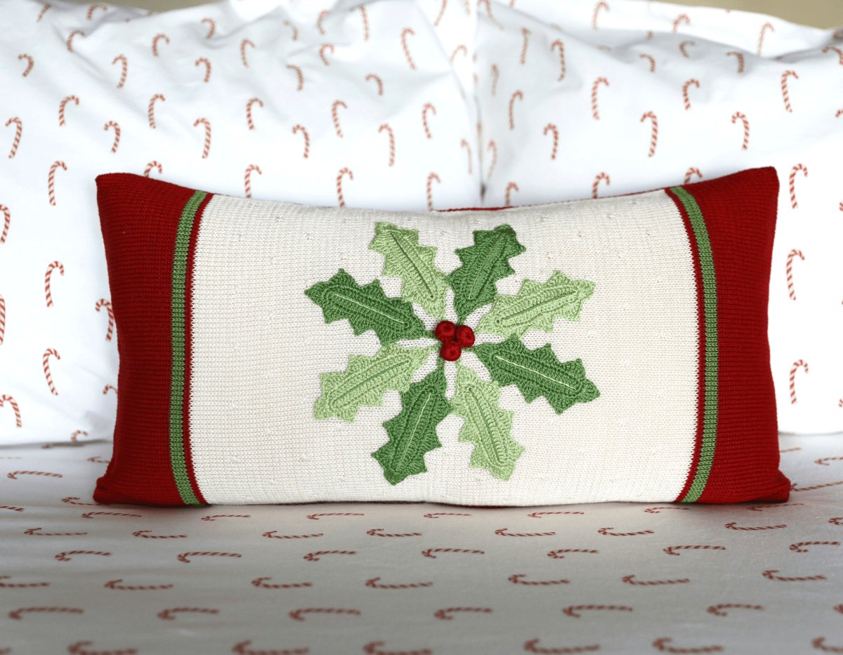 Handmade Artisanal Classic Holly Pinwheel Lumbar Pillow - Hearth Home & Living