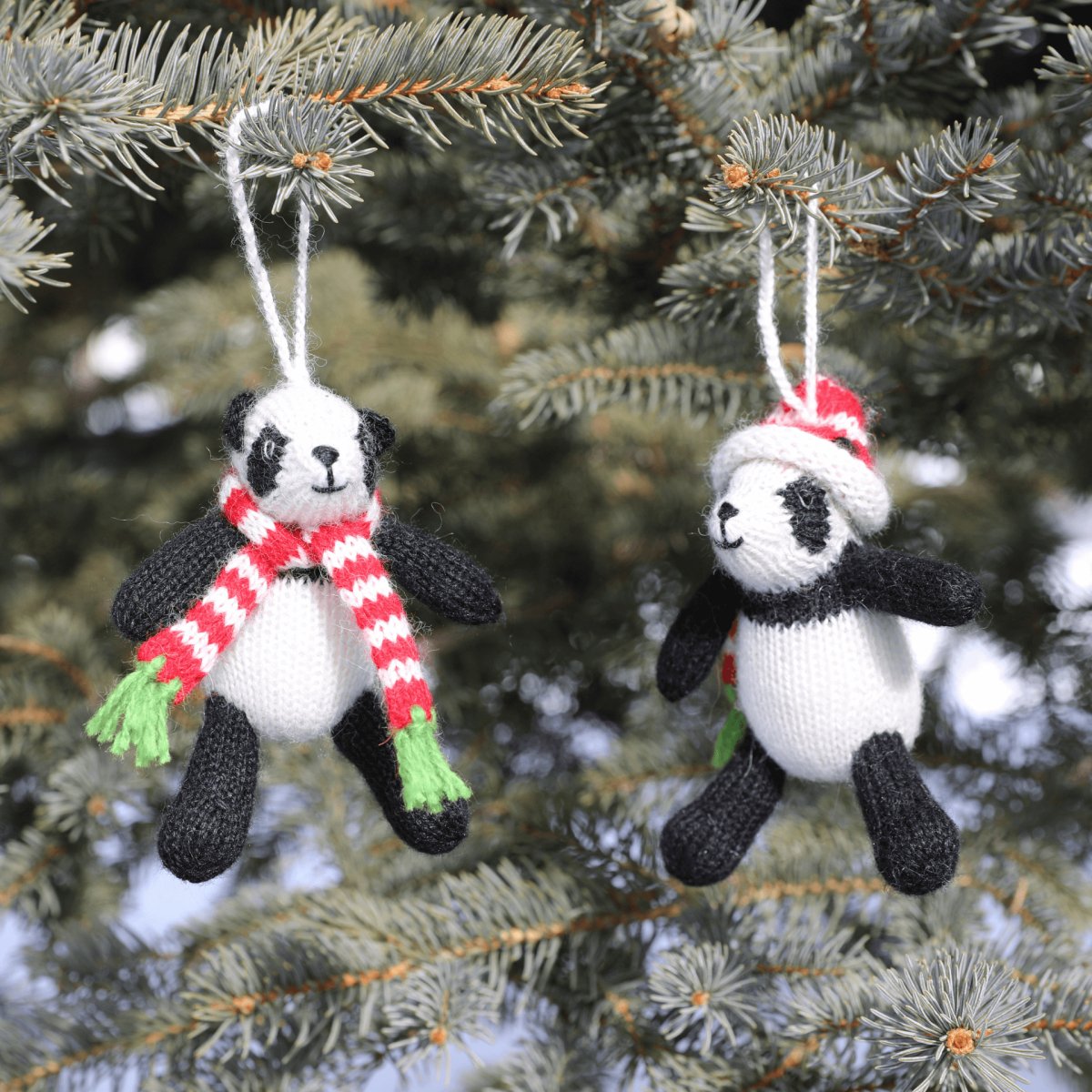 Handmade Crochet Christmas Panda Ornaments - set of 2 - Hearth Home & Living