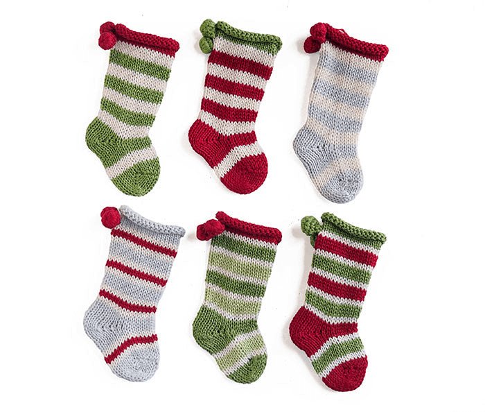 Handmade Set of Six Tiny Christmas Stocking Ornaments | Hearth Home & Living - Hearth Home & Living