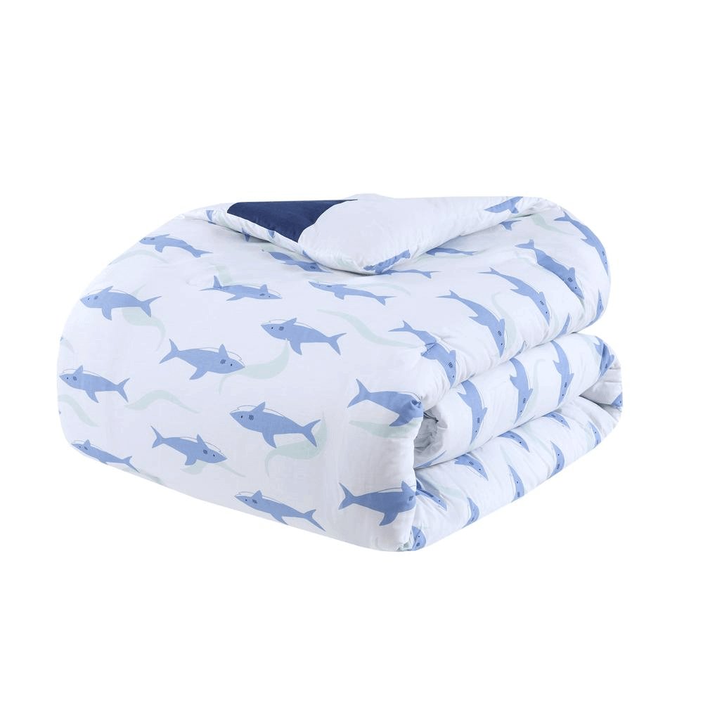 Kids' Cotton Stripe & Shark Comforter Set - Hearth Home & Living