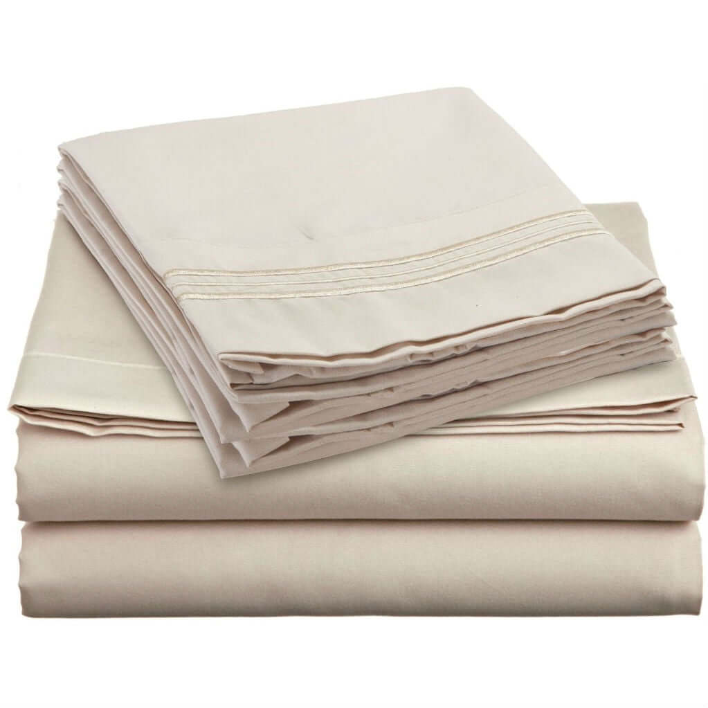 King size 4 - Piece Sheet Set in Beige Cream Brushed Microfiber - Hearth Home & Living