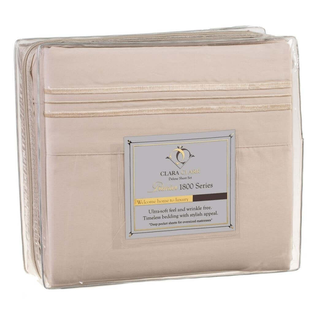 King size 4 - Piece Sheet Set in Beige Cream Brushed Microfiber - Hearth Home & Living