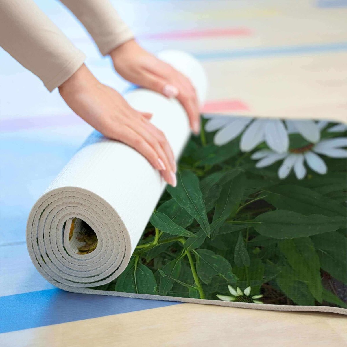 Lightweight Yoga Mat - Garden Daisies Design - Hearth Home & Living