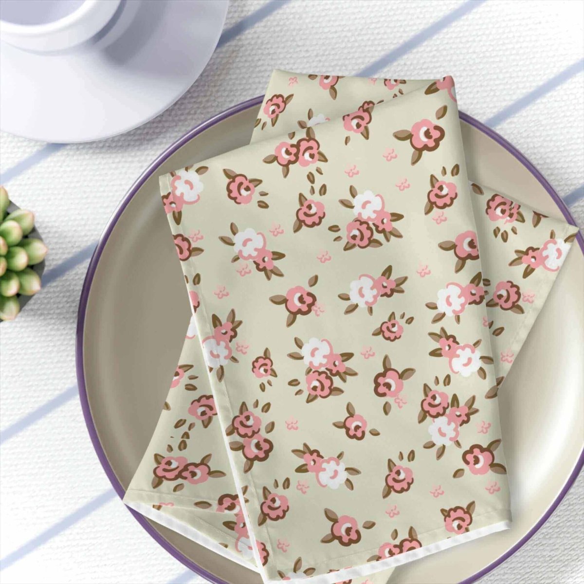 Mint & Pink English Rose Napkins Set| Hearth Home & Living - Hearth Home & Living