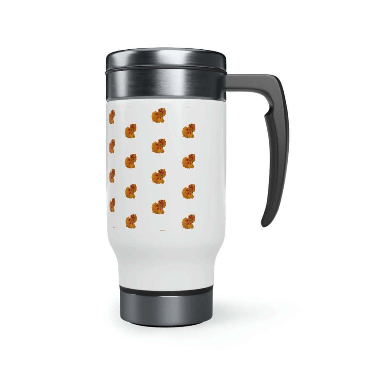 Orange & White Floral Travel Mug with Handle, 14oz. - Hearth Home & Living