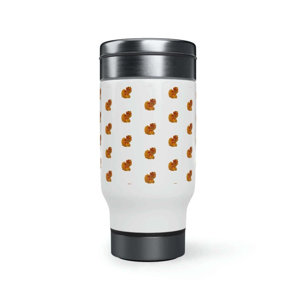 Orange & White Floral Travel Mug with Handle, 14oz. - Hearth Home & Living