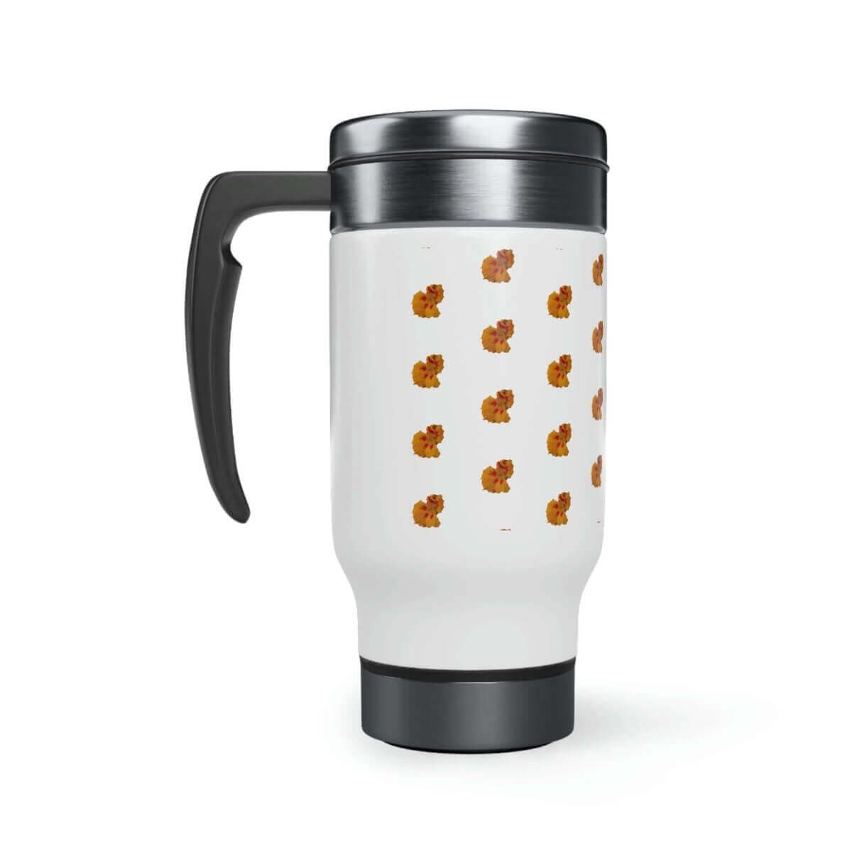 Orange & White Floral Travel Mug with Handle, 14oz. - Hearth Home & Living