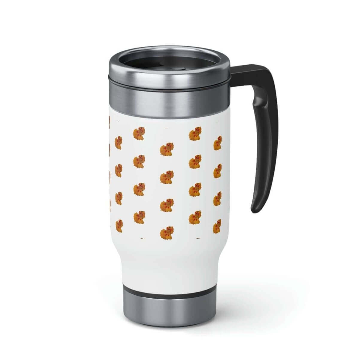 Orange & White Floral Travel Mug with Handle, 14oz. - Hearth Home & Living