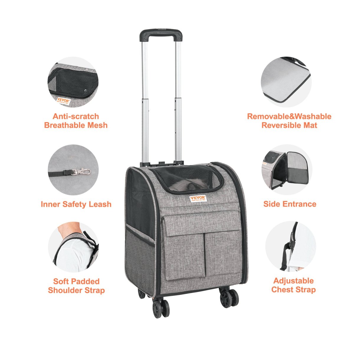 Pet Carrier with Wheels, Rolling Pet Carrier with Telescopic Handle - Hearth Home & Living