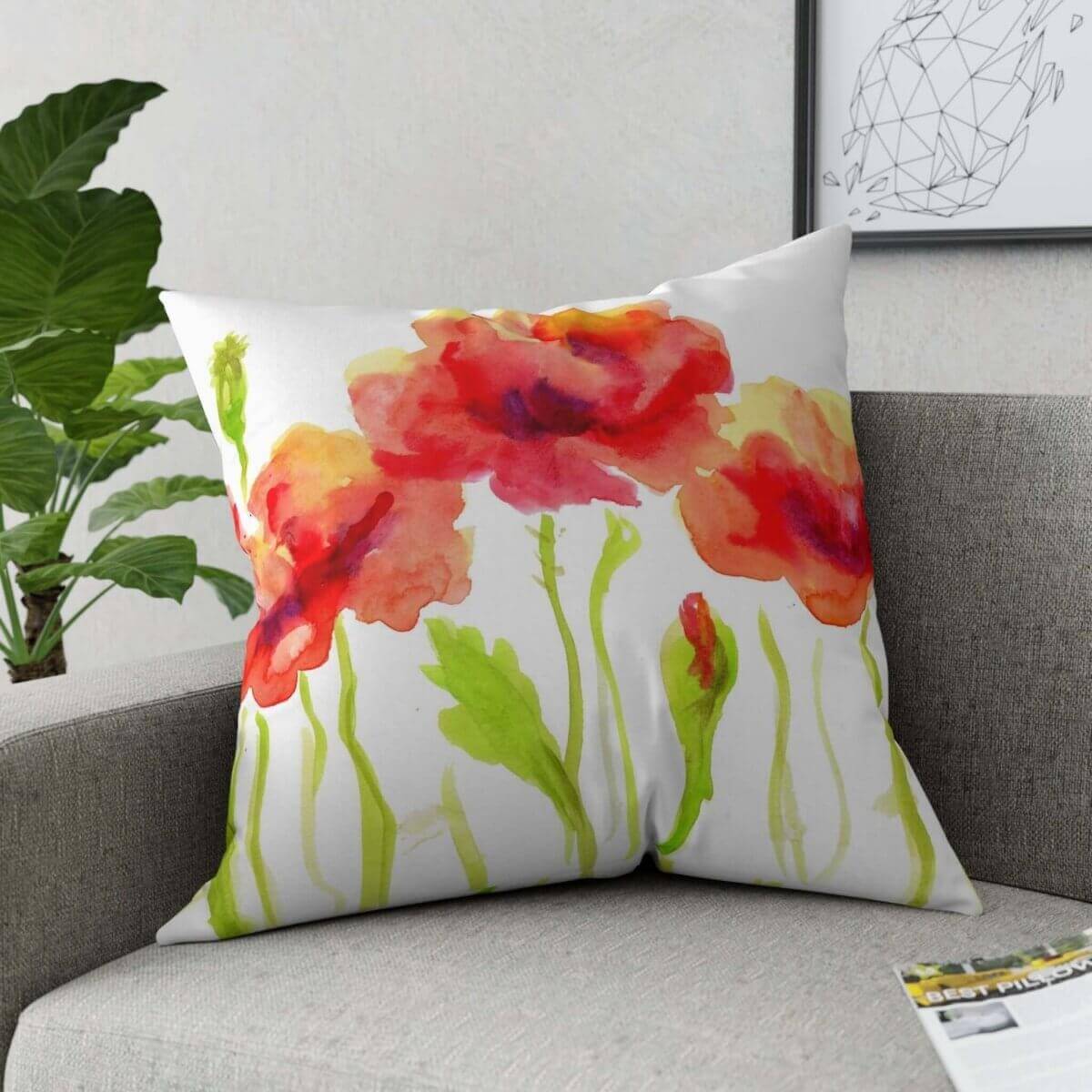 Poppies Broadcloth Pillow (1Pc. Various Sizes) - Hearth Home & Living